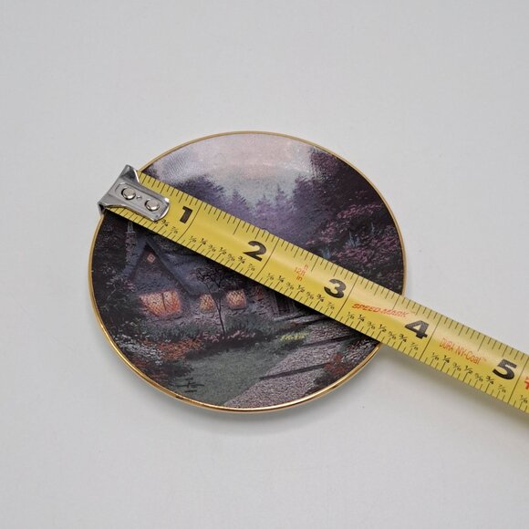Cedar Nook Cottage 1996 Thomas Kinkade Enchanted Seasons Plate Gold Trim 3.5" - Picture 2 of 3